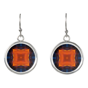 Volcano lava orange fire gray ashes geometric art earrings