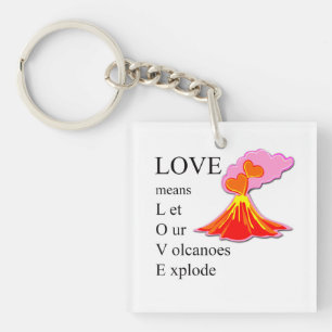 Volcano LOVE  Glass Coaster Keychain
