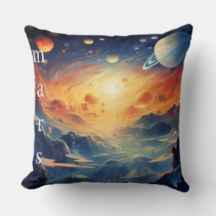 "Volcano, Mars, and Mountain Landscape Throw Pillow