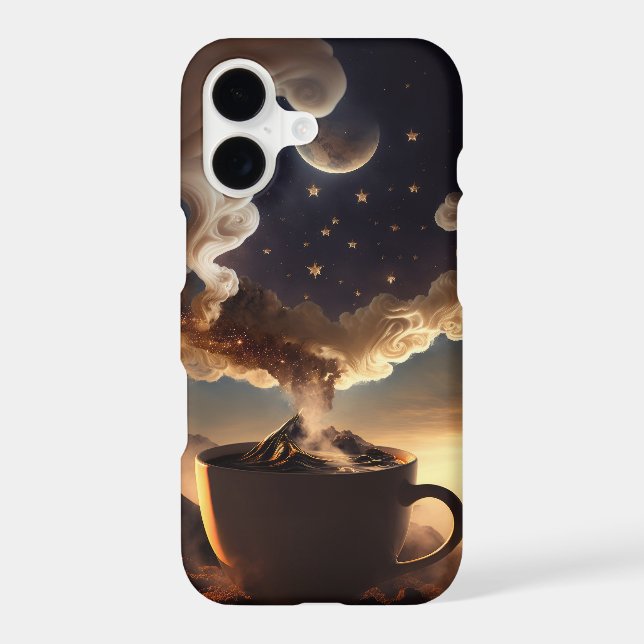 Volcano Mocha Dream, Steaming Coffee Obsession iPhone Case (Back)