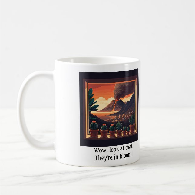 Volcano window sill cactus mug (Left)