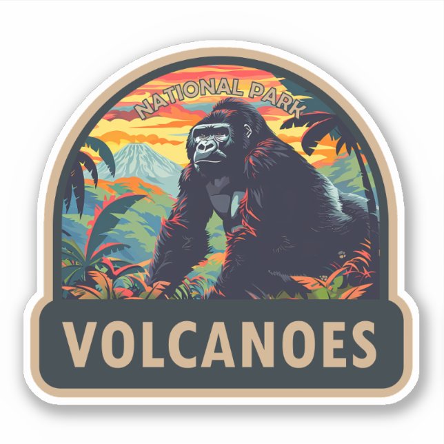 Volcanoes National Park Mountain Gorilla Travel Sticker (Front)