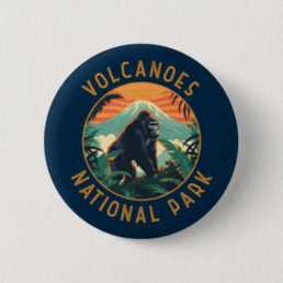 Volcanoes National Park Rwanda Retro Distressed Button