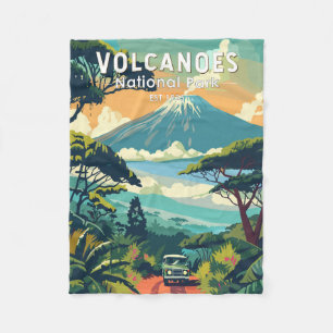 Volcanoes National Park Rwanda Travel Art Vintage Fleece Blanket