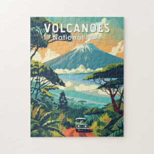 Volcanoes National Park Rwanda Travel Art Vintage Jigsaw Puzzle