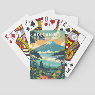 Volcanoes National Park Rwanda Travel Art Vintage Poker Cards