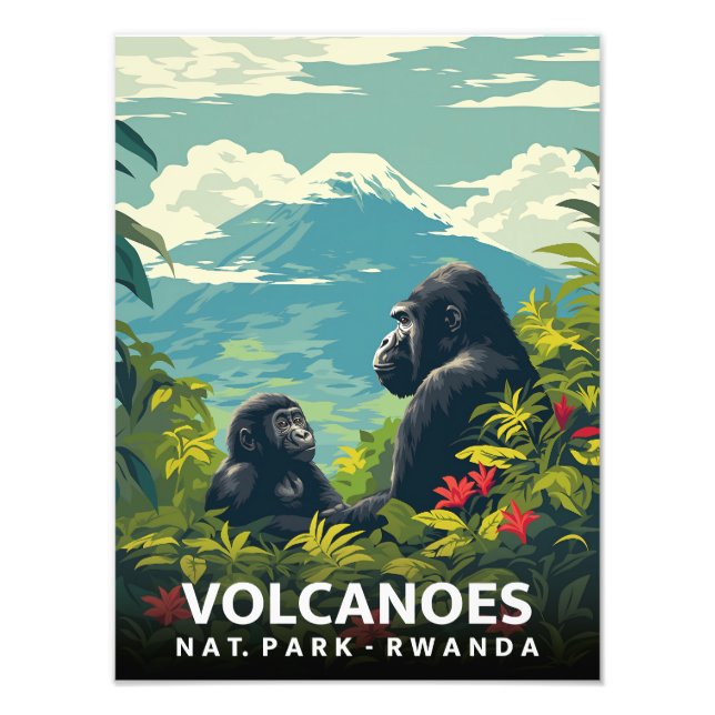 Volcanoes NP - Rwanda - Vintage Poster (Front)