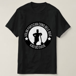 Volim Partizan Crno Bele Boje  T-Shirt