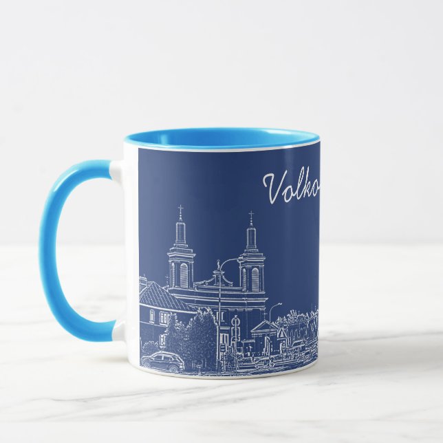 Volkovysk Belarus Architecture Cathedral Sketch Mug (Left)