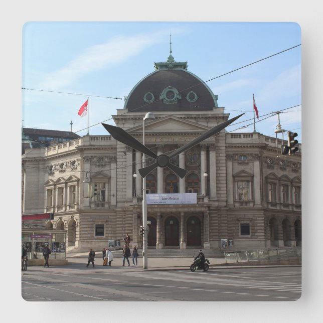 Volkstheater Vienna Austria Square Wall Clock (Front)