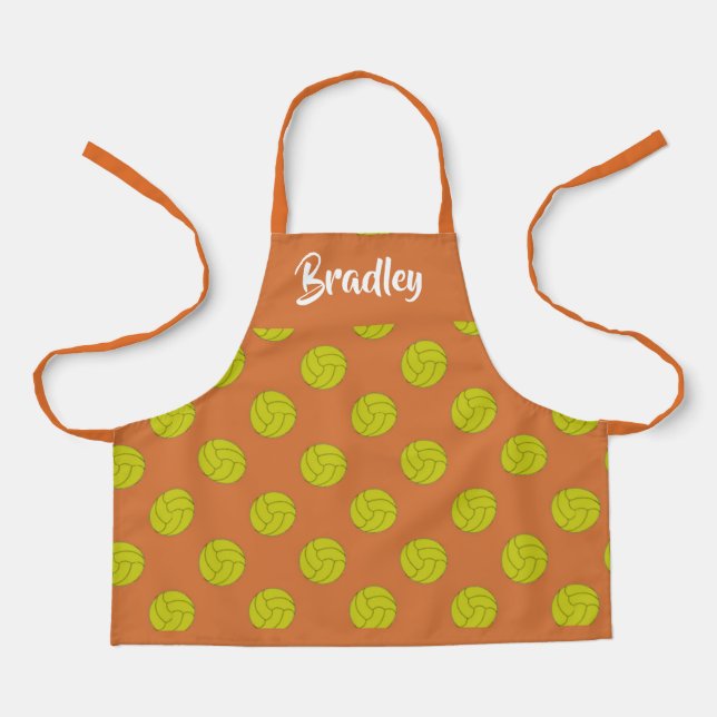 Volley ball orange pattern apron (Front)