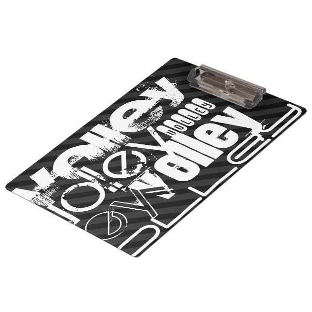 Volley; Black & Dark Gray Stripes Clipboard (Angled)