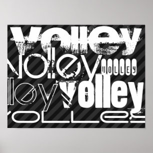 Volley; Black & Dark Gray Stripes Poster