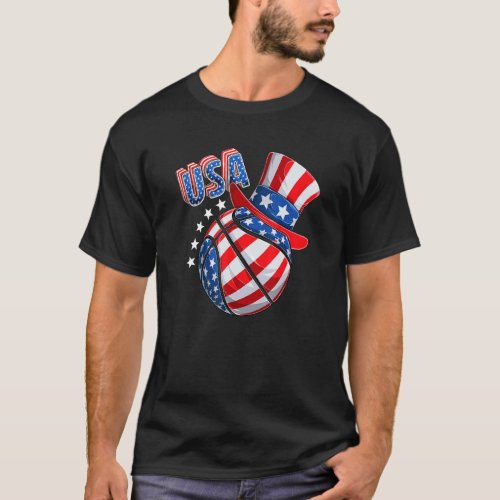 Volleyball 4th Of July Usa Independence Day Americ T_Shirt