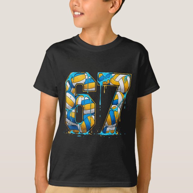 Volleyball 67 Six Seven Srt Funny Gen Alpha Z Meme T-Shirt (Front)