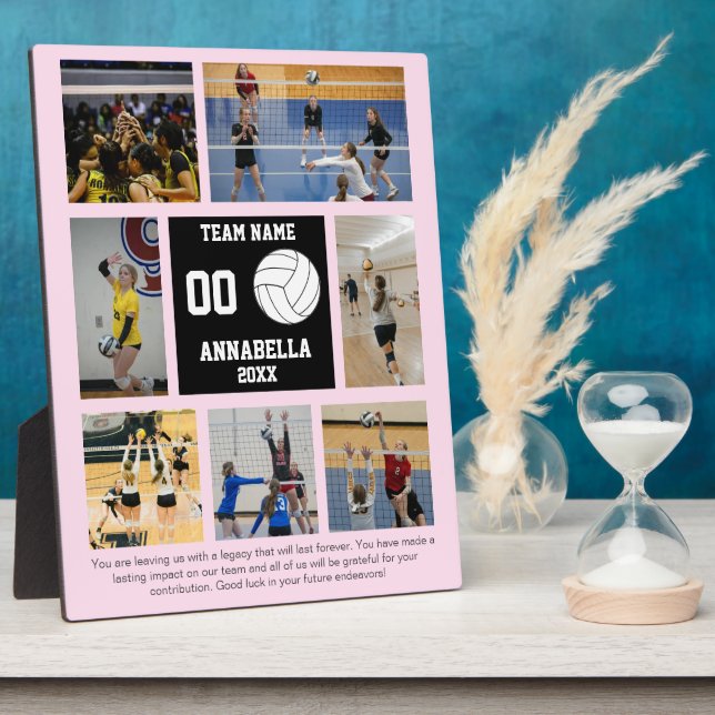Volleyball 7 Photo Collage Player Team Name Plaque (Side)