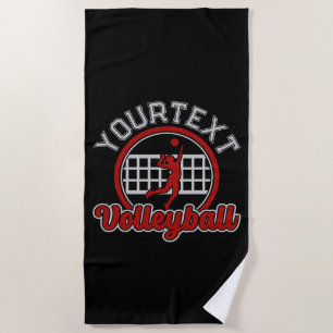 Volleyball ADD NAME Spike Ball Attack Team Player Beach Towel