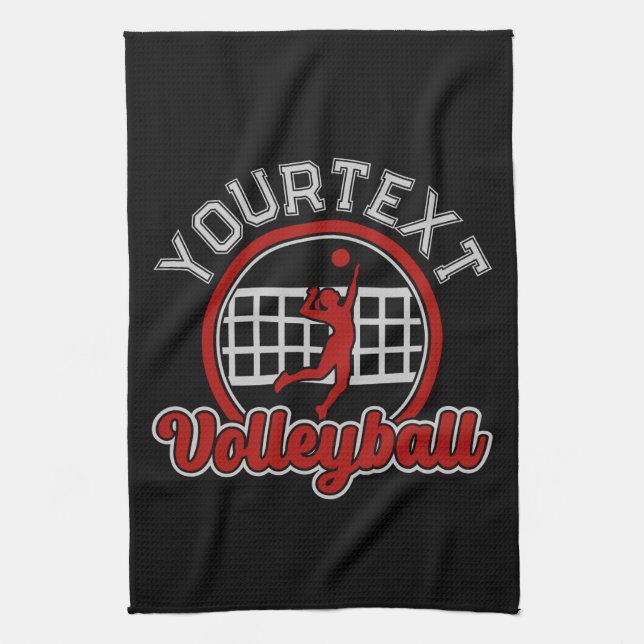  Volleyball ADD NAME Spike Ball Attack Team Player Kitchen Towel (Vertical)