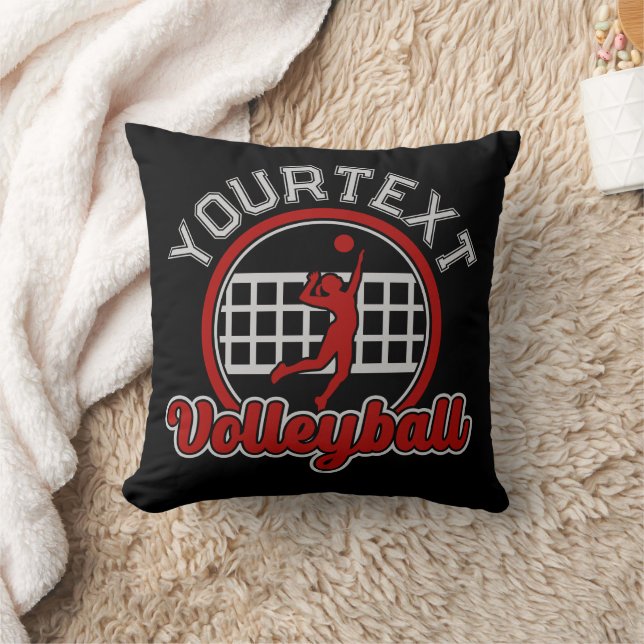  Volleyball ADD NAME Spike Ball Attack Team Player Throw Pillow (Blanket)
