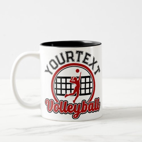  Volleyball ADD NAME Spike Ball Attack Team Player Two_Tone Coffee Mug