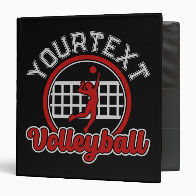  Volleyball ADD NAME Spike Ball Attack Team Sports 3 Ring Binder (Front/Inside)