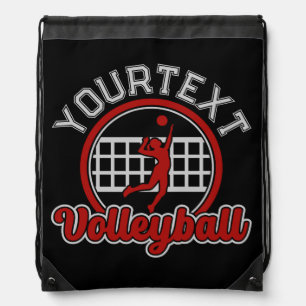 Volleyball ADD NAME Spike Ball Attack Team Sports Drawstring Bag