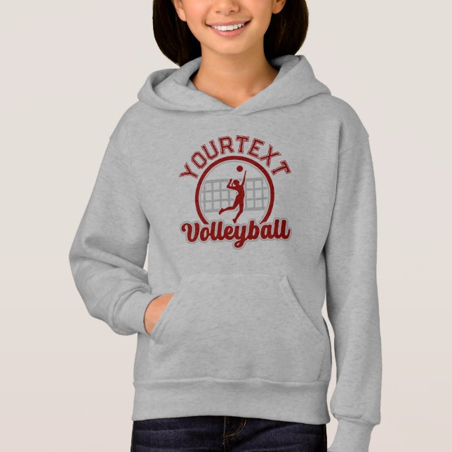  Volleyball ADD NAME Spike Ball Attack Team Sports Hoodie (Front)