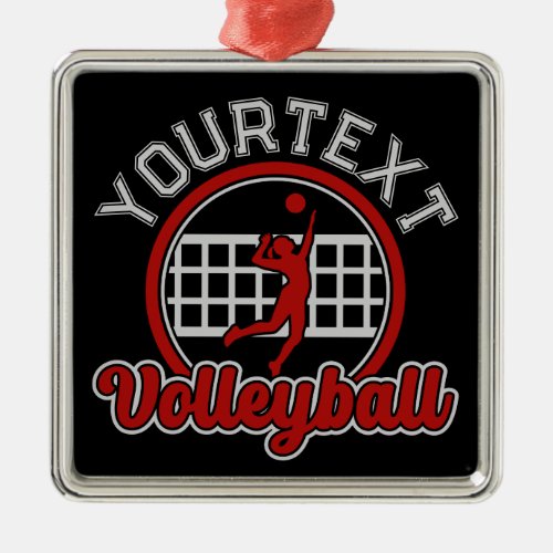  Volleyball ADD NAME Spike Ball Attack Team Sports Metal Ornament