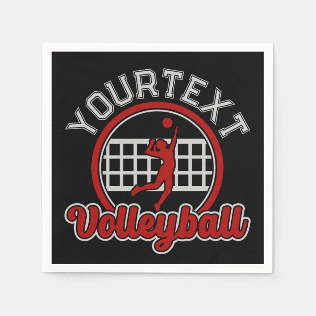  Volleyball ADD NAME Spike Ball Attack Team Sports Napkins (Front)
