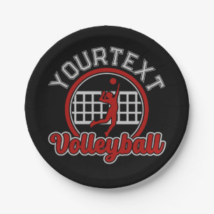 Volleyball ADD NAME Spike Ball Attack Team Sports Paper Plates