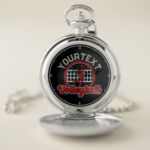  Volleyball ADD NAME Spike Ball Attack Team Sports Pocket Watch