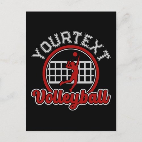  Volleyball ADD NAME Spike Ball Attack Team Sports Postcard