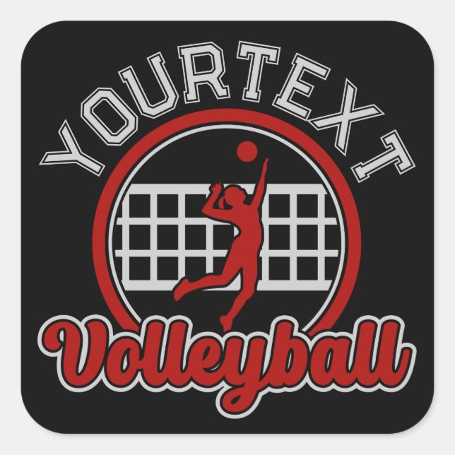  Volleyball ADD NAME Spike Ball Attack Team Sports Square Sticker (Front)