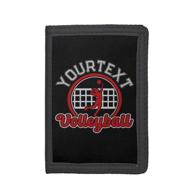  Volleyball ADD NAME Spike Ball Attack Team Sports Trifold Wallet (Front Vertical)