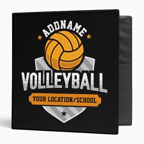 Volleyball ADD TEXT School Varsity Team Player 3 Ring Binder