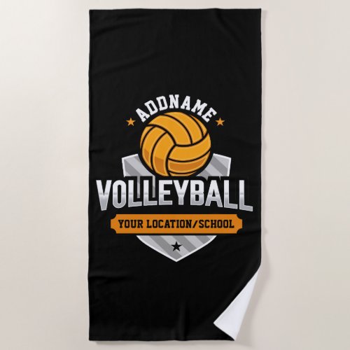 Volleyball ADD TEXT School Varsity Team Player Beach Towel