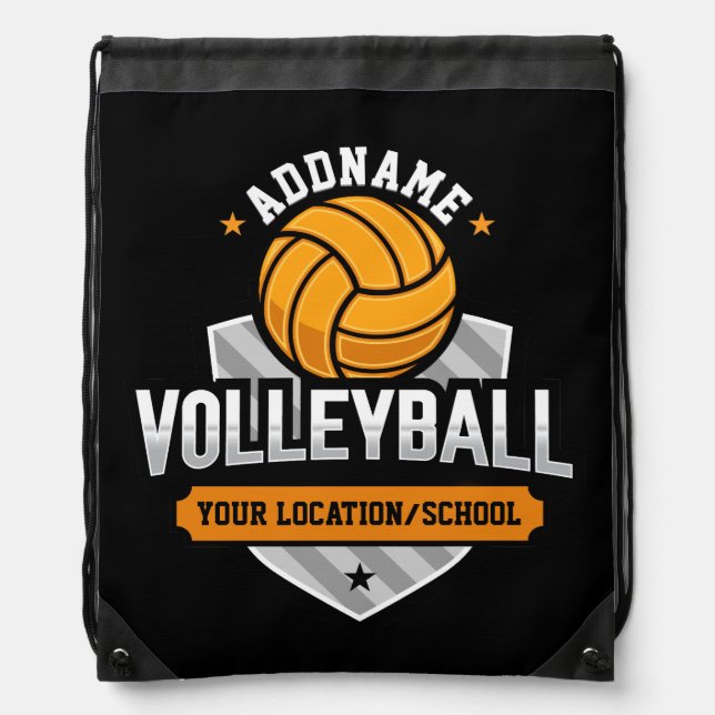 Volleyball ADD TEXT School Varsity Team Player Drawstring Bag (Front)