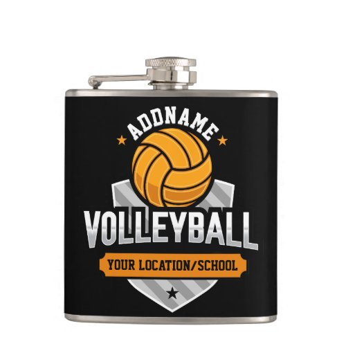 Volleyball ADD TEXT School Varsity Team Player Flask