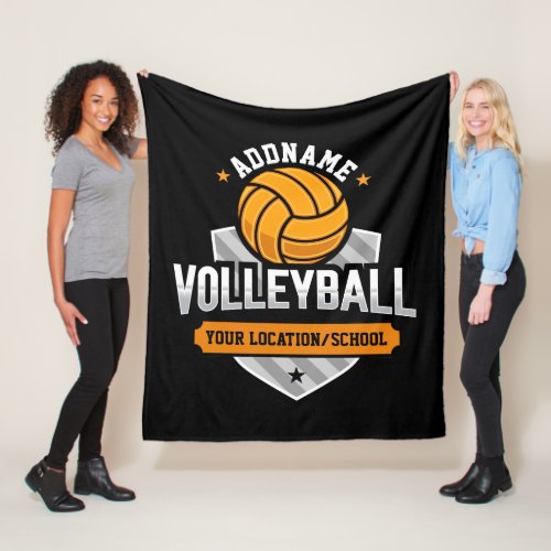 Volleyball ADD TEXT School Varsity Team Player Fleece Blanket