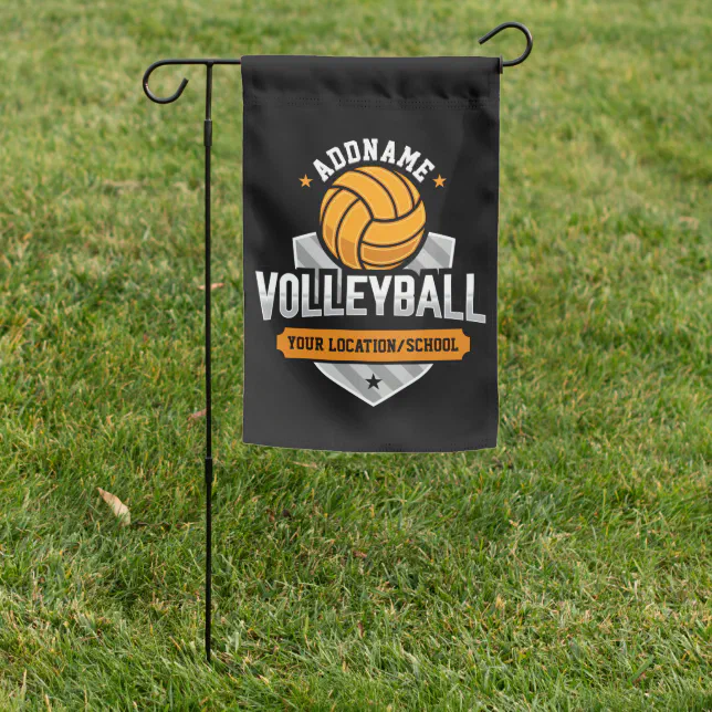 Volleyball ADD TEXT School Varsity Team Player Garden Flag | Zazzle