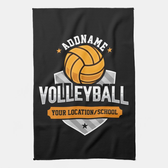Volleyball ADD TEXT School Varsity Team Player Kitchen Towel (Vertical)