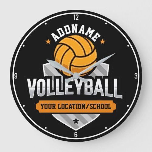 Volleyball ADD TEXT School Varsity Team Player Large Clock