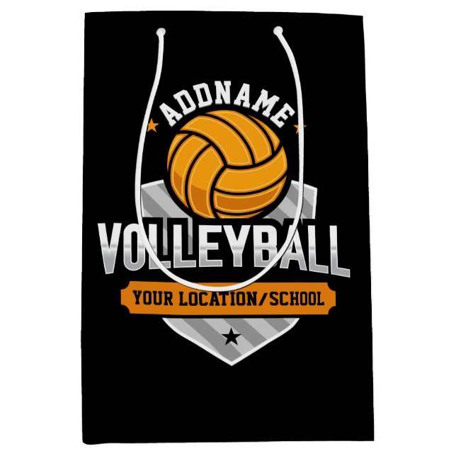 Volleyball ADD TEXT School Varsity Team Player Medium Gift Bag (Front)