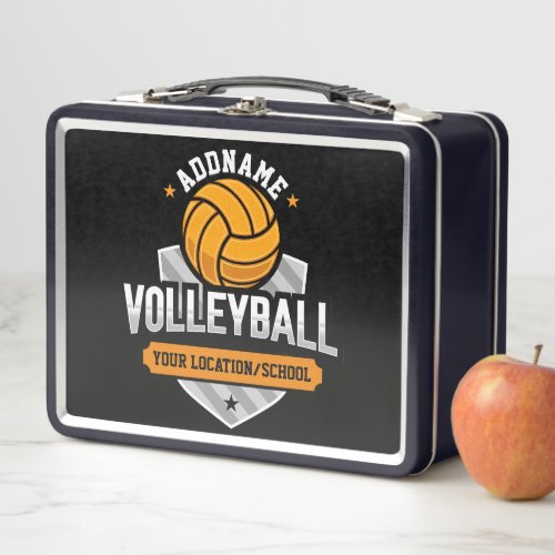 Volleyball ADD TEXT School Varsity Team Player Metal Lunch Box