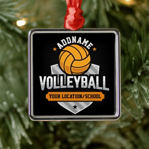 Volleyball ADD TEXT School Varsity Team Player Metal Ornament