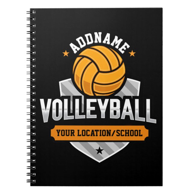Volleyball ADD TEXT School Varsity Team Player Notebook (Front)