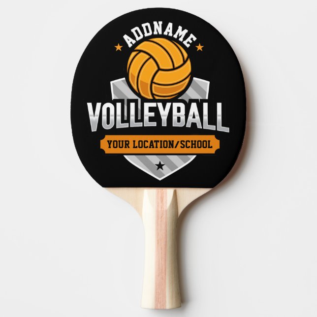 Volleyball ADD TEXT School Varsity Team Player Ping Pong Paddle (Front)