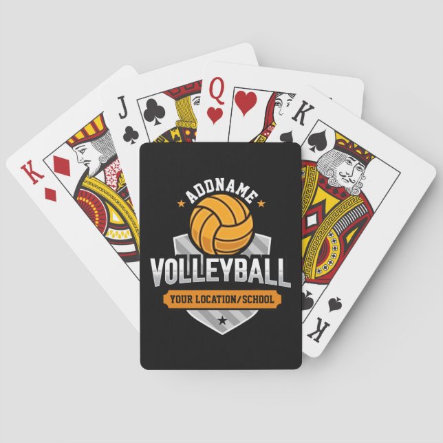 Volleyball ADD TEXT School Varsity Team Player Poker Cards (Back)