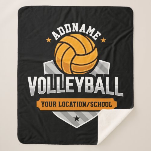 Volleyball ADD TEXT School Varsity Team Player Sherpa Blanket