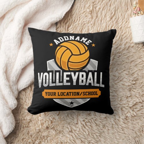 Volleyball ADD TEXT School Varsity Team Player Throw Pillow